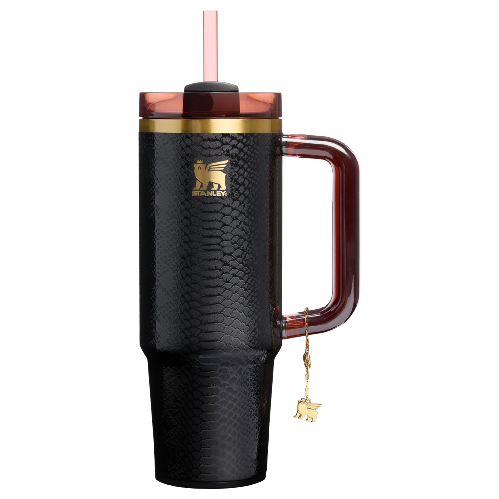 Splash-Resistant FlowState The Quencher Luxe H2.0 Flowstate Tumbler D171F - FlowState 3-Position Lid Insulated Travel Mug - Black Snakeskin