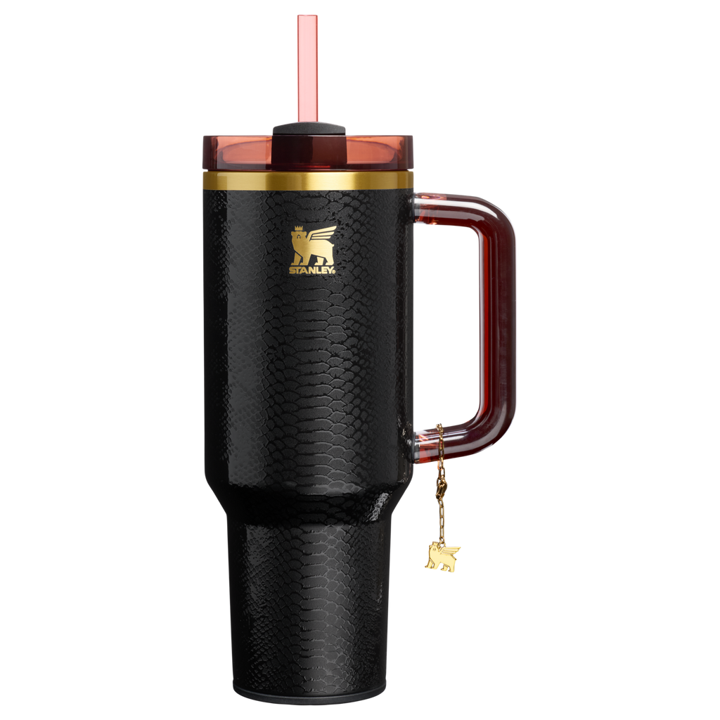 Large Capacity The Quencher Luxe H2.0 Flowstate Tumbler D170A - FlowState 3-Position Lid Insulated Travel Mug - Black Snakeskin