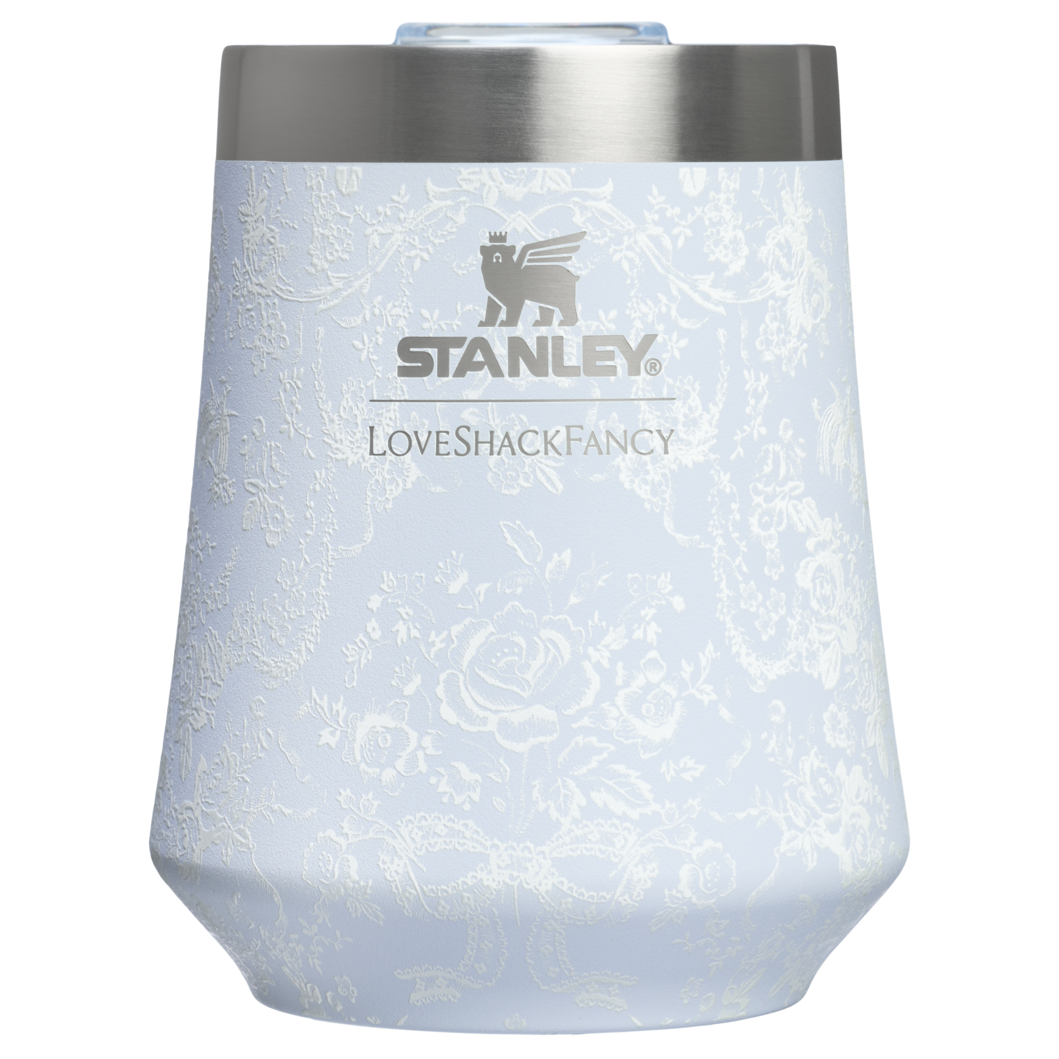 Shatterproof Luxury Stanley 1913 x LoveShackFancy Holiday Reserve Wine Tumbler D367F - Elegant Stemless Vacuum Insulated Wine Tumbler - Toscana Toile Alpine Blue