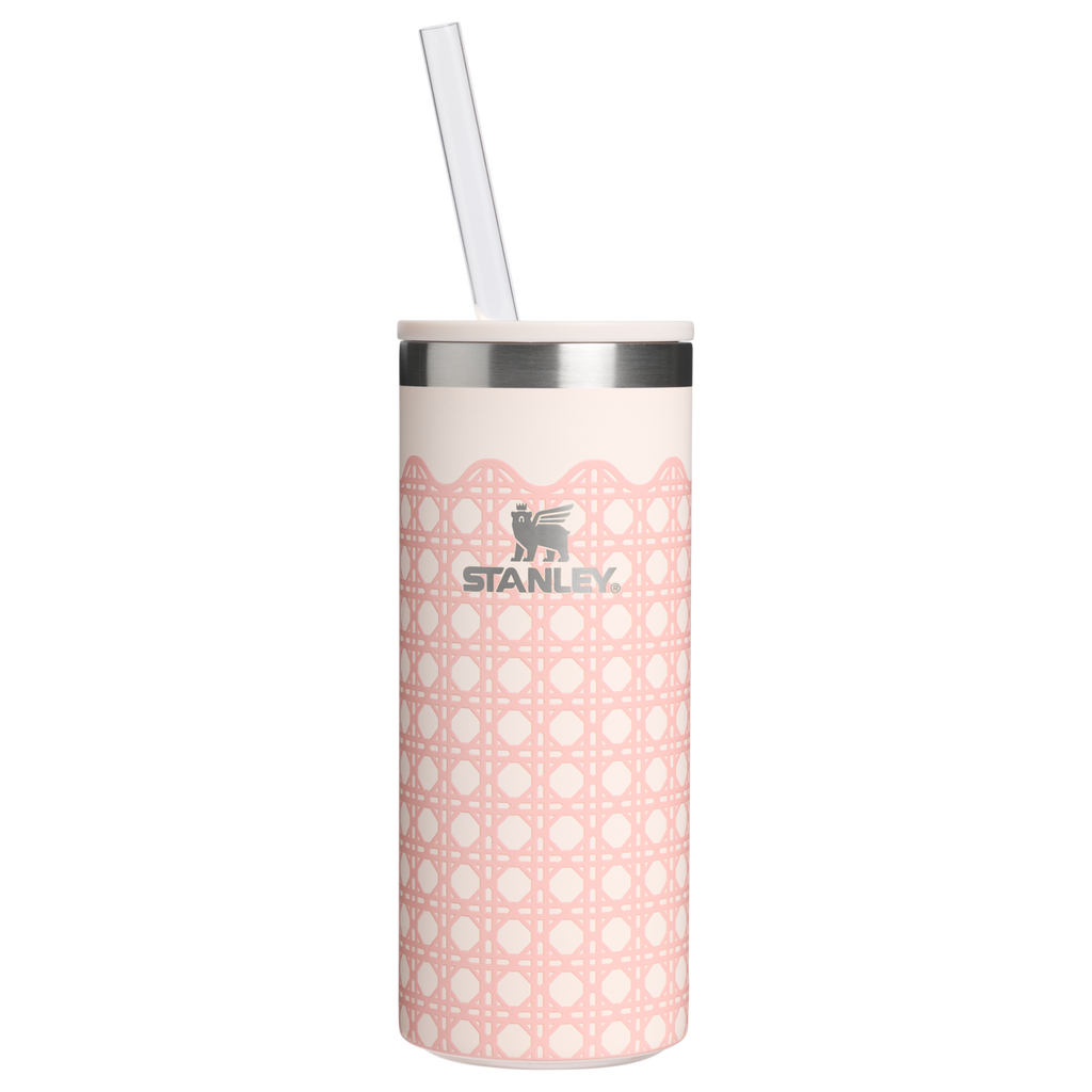 Heavy-Duty Tote The Everyday Slim Can Cooler Cup D350R - Julienne Series Portable Picnic Chiller Tote - Rose Quartz Rattan