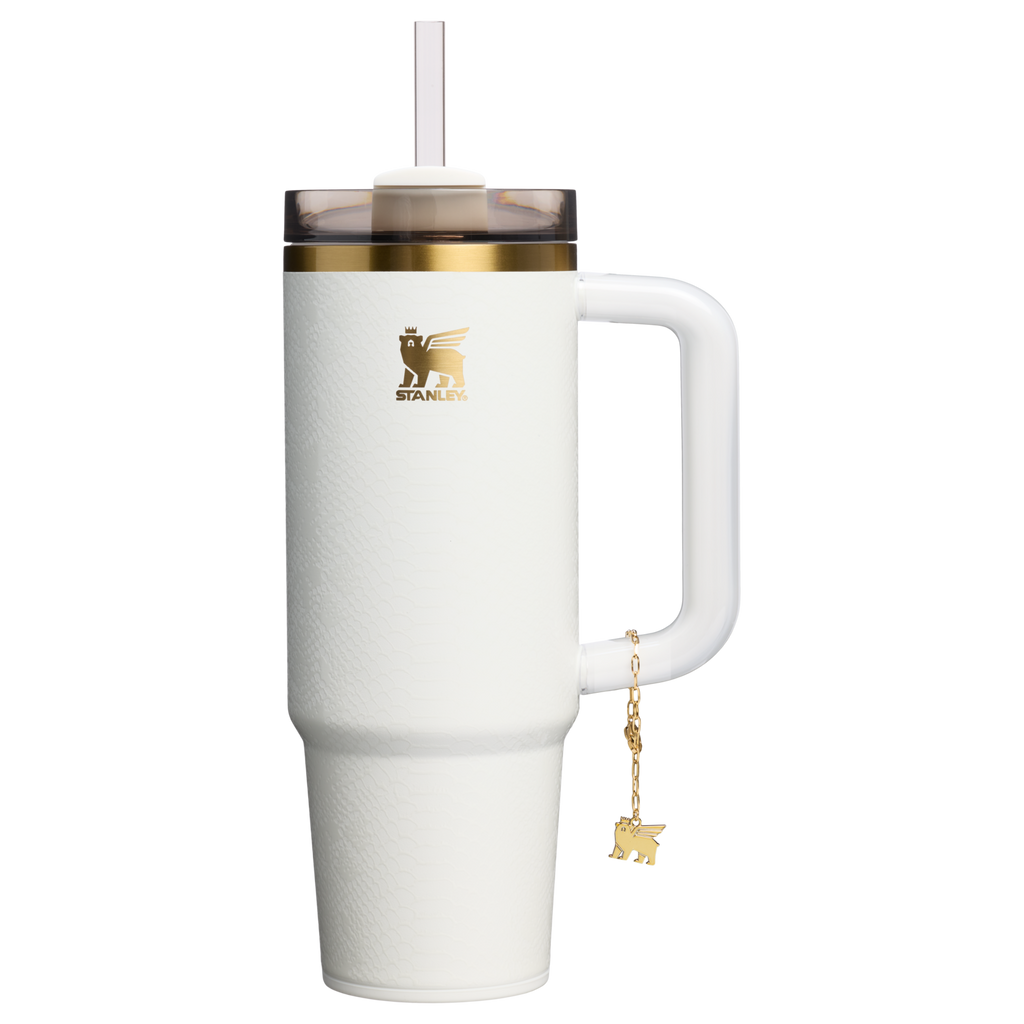 Splash-Resistant FlowState The Quencher Luxe H2.0 Flowstate Tumbler D171F - FlowState 3-Position Lid Insulated Travel Mug - Pale Stone Snakeskin