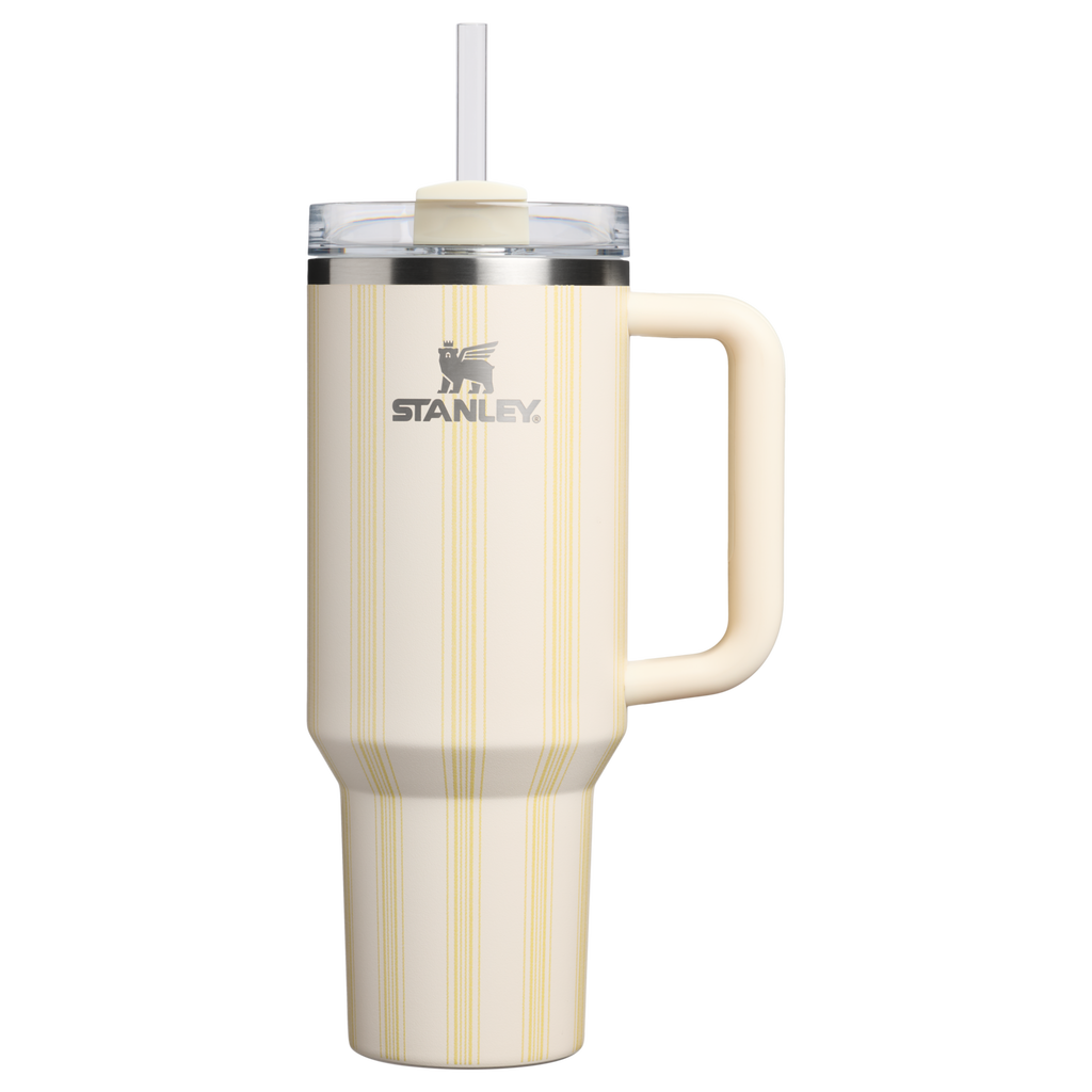 Double-Wall Vacuum The Quencher H2.0 Flowstate Tumbler D342C - 40oz Large Capacity Car-Cup Friendly Quencher - Cream Picnic Stripe