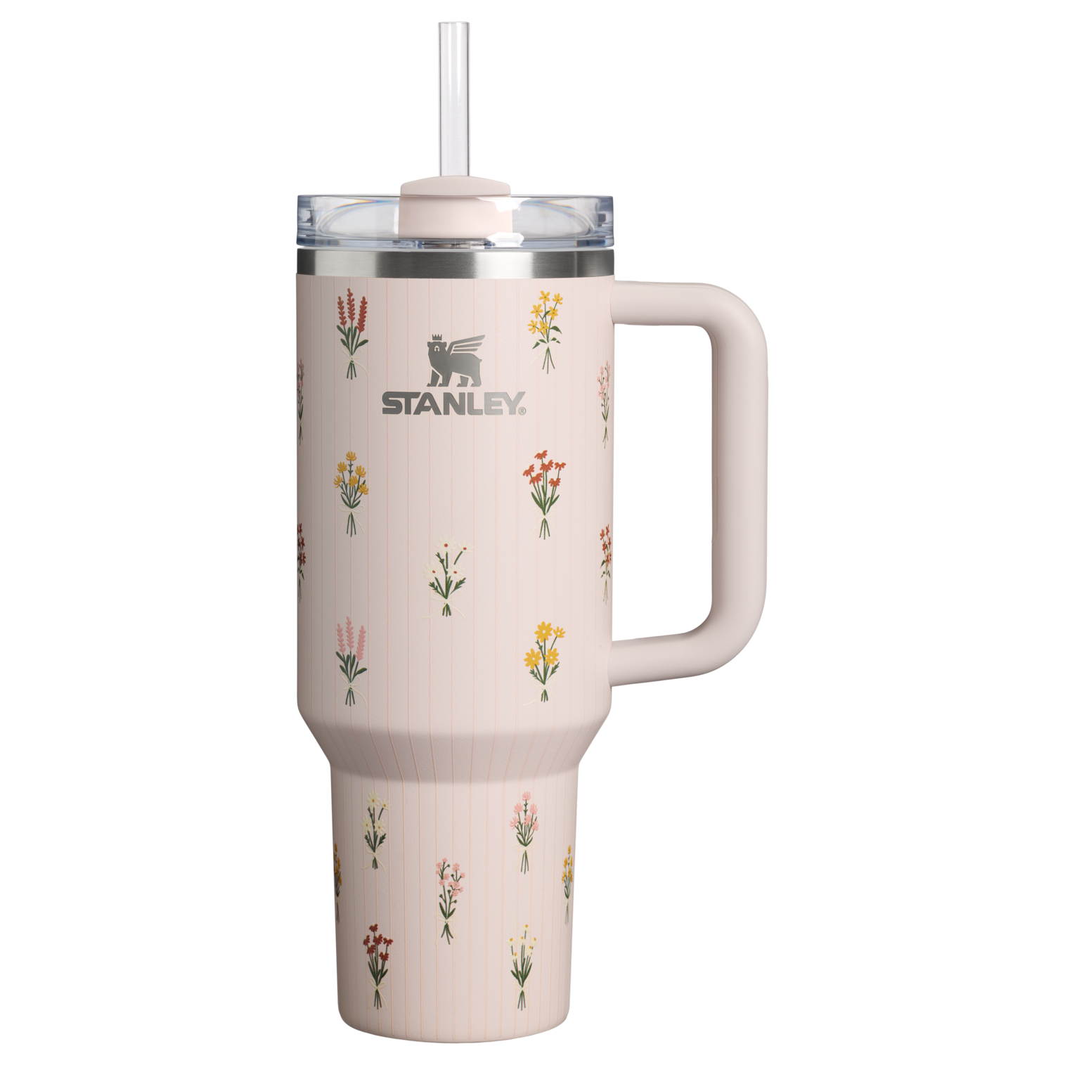 Insulated Travel The Quencher H2.0 Flowstate Tumbler D362R - Premium Stainless Steel Straw Cup for All-Day Hydration - Rose Quartz Bouquets