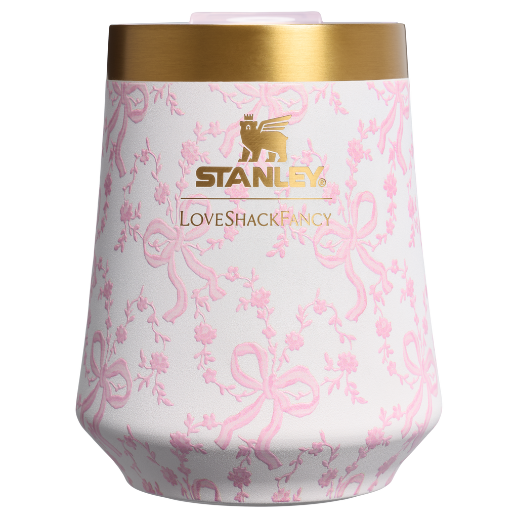 Premium Matte Stanley 1913 x LoveShackFancy Holiday Reserve Wine Tumbler D204X - Reserve Collection Stainless Steel Whiskey Cup - Coquette Bow Chantilly