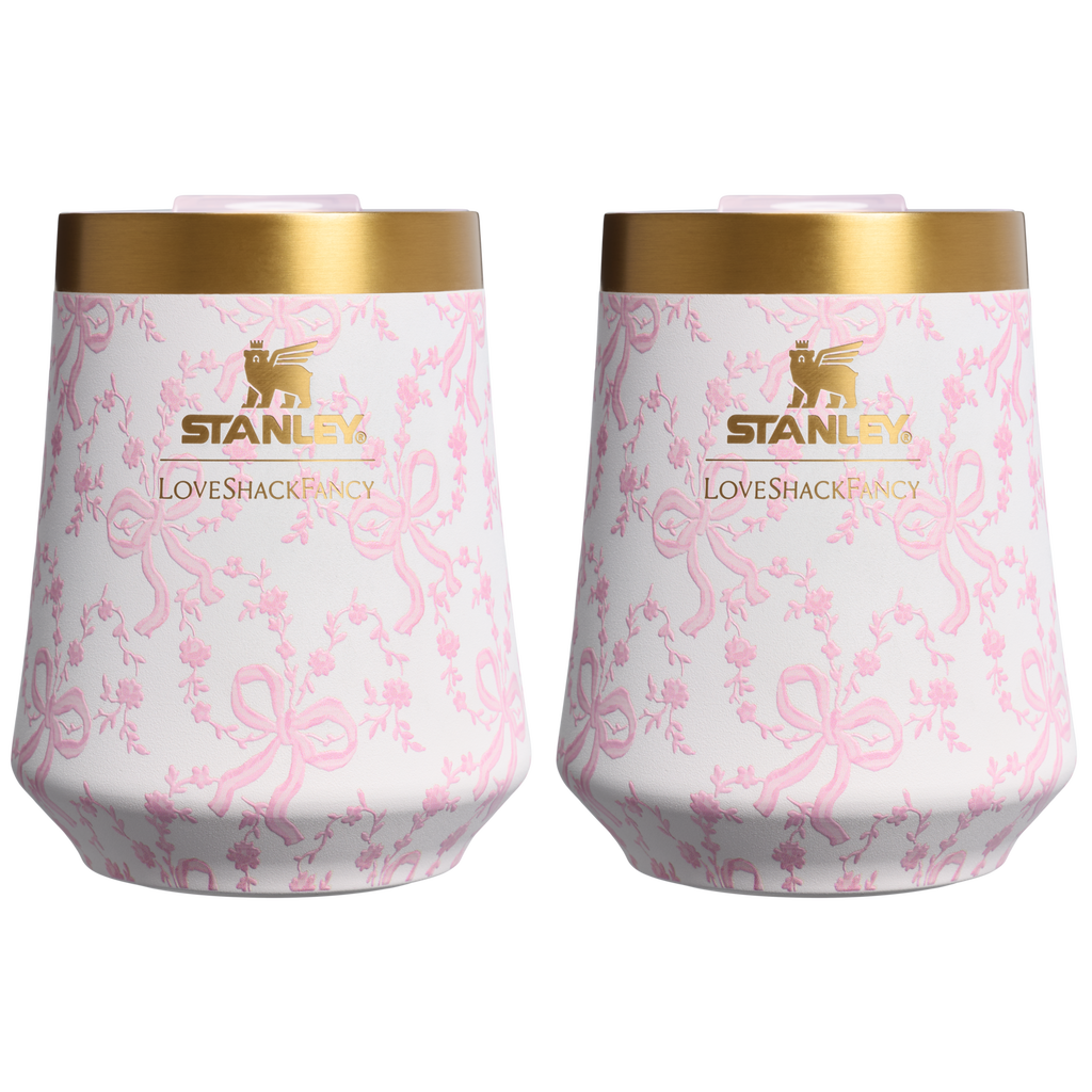 Flavor-Preserving Stanley 1913 x LoveShackFancy Holiday The Reserve Wine Tumbler Set | 2-pack D205C - Shatterproof Flavor-Preserving Cocktail Tumbler with Lid - Coquette Bow Chantilly
