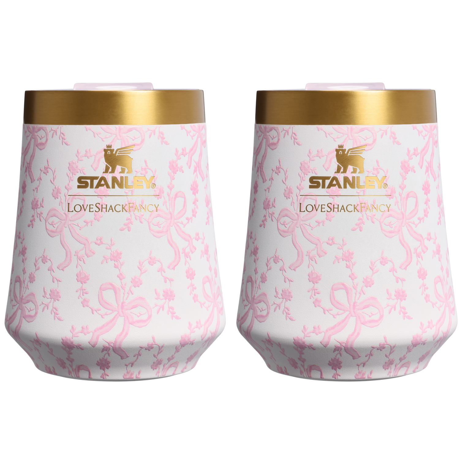 Flavor-Preserving Stanley 1913 x LoveShackFancy Holiday The Reserve Wine Tumbler Set | 2-pack D205C - Shatterproof Flavor-Preserving Cocktail Tumbler with Lid - Coquette Bow Chantilly