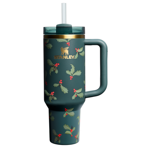 Double-Wall Vacuum The Cheers & Cheer Quencher H2.0 Flowstate Tumbler D188Q - Premium Stainless Steel Straw Cup for All-Day Hydration - Holiday Botanical