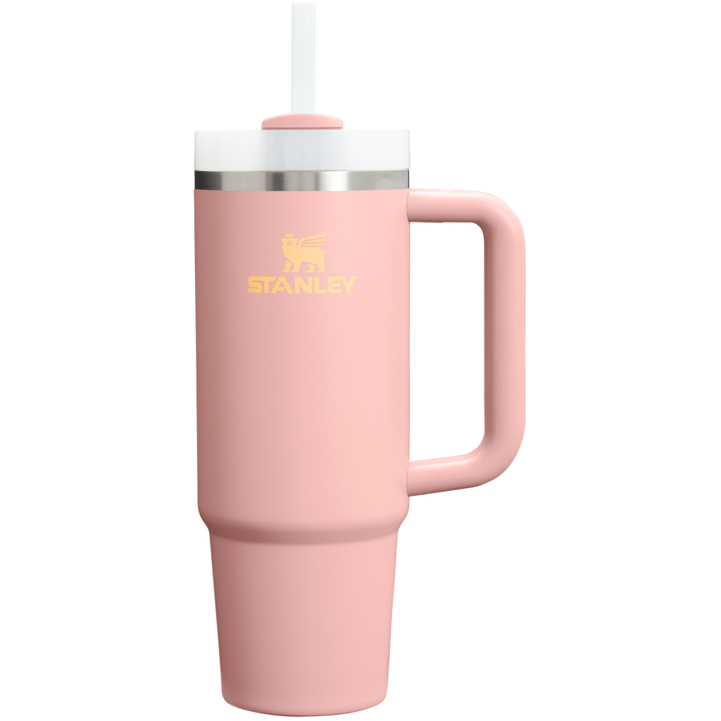 Insulated Travel The Quencher H2.0 Flowstate Tumbler | Stanley Create D331C - Double-Wall Vacuum Insulated Travel Tumbler with Straw - Peach Rose