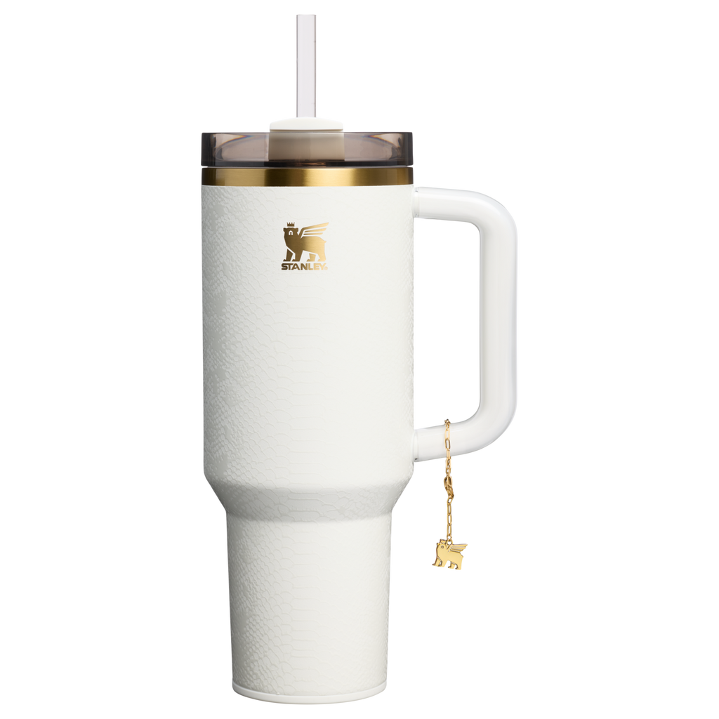 Large Capacity The Quencher Luxe H2.0 Flowstate Tumbler D170A - FlowState 3-Position Lid Insulated Travel Mug - Pale Stone Snakeskin